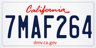CA license plate 7MAF264