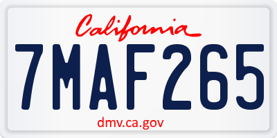 CA license plate 7MAF265