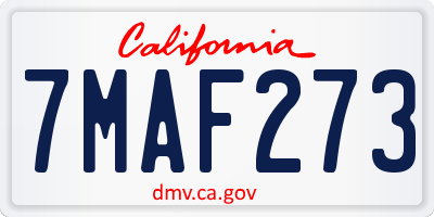 CA license plate 7MAF273