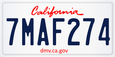CA license plate 7MAF274