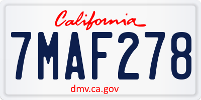 CA license plate 7MAF278