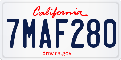 CA license plate 7MAF280