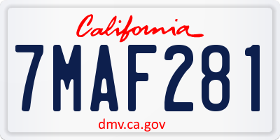 CA license plate 7MAF281