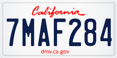 CA license plate 7MAF284