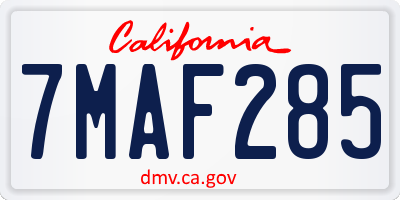 CA license plate 7MAF285