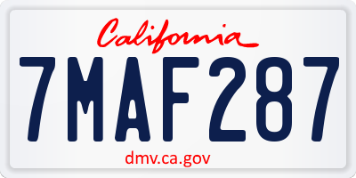 CA license plate 7MAF287