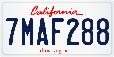CA license plate 7MAF288