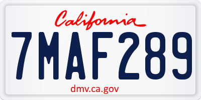 CA license plate 7MAF289