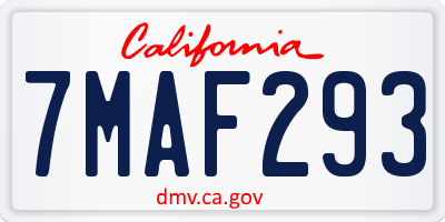 CA license plate 7MAF293