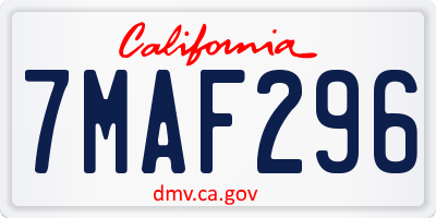 CA license plate 7MAF296