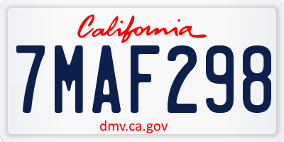 CA license plate 7MAF298