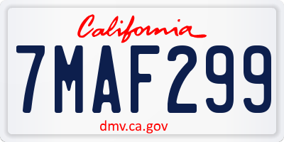 CA license plate 7MAF299