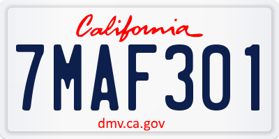 CA license plate 7MAF301