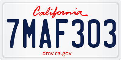 CA license plate 7MAF303