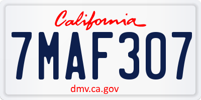 CA license plate 7MAF307