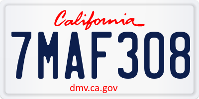 CA license plate 7MAF308
