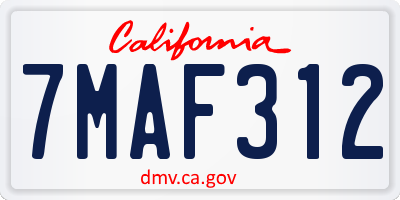 CA license plate 7MAF312