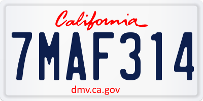 CA license plate 7MAF314
