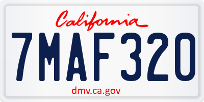 CA license plate 7MAF320