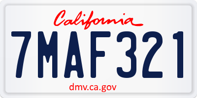 CA license plate 7MAF321