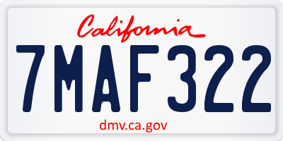 CA license plate 7MAF322