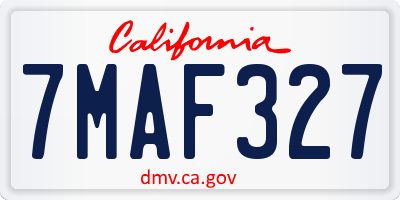 CA license plate 7MAF327