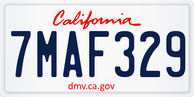 CA license plate 7MAF329
