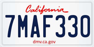 CA license plate 7MAF330