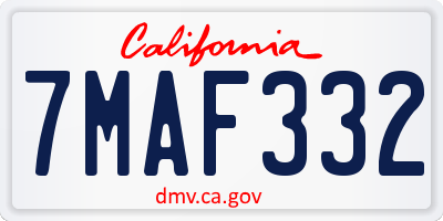CA license plate 7MAF332