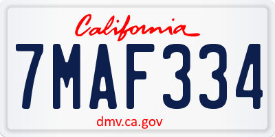 CA license plate 7MAF334