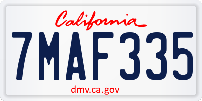 CA license plate 7MAF335