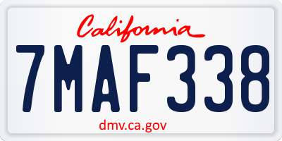 CA license plate 7MAF338