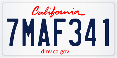 CA license plate 7MAF341