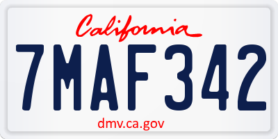 CA license plate 7MAF342