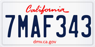 CA license plate 7MAF343