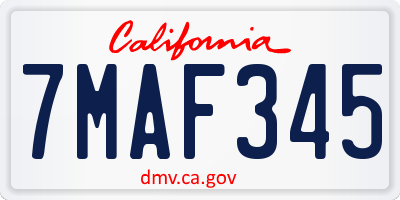 CA license plate 7MAF345