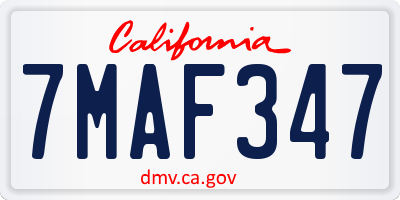 CA license plate 7MAF347