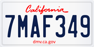 CA license plate 7MAF349