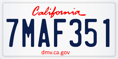 CA license plate 7MAF351