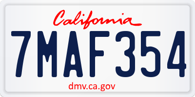 CA license plate 7MAF354