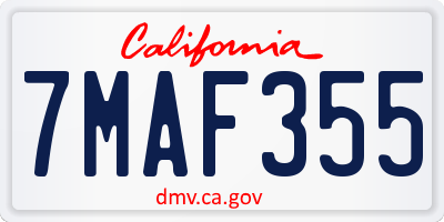 CA license plate 7MAF355