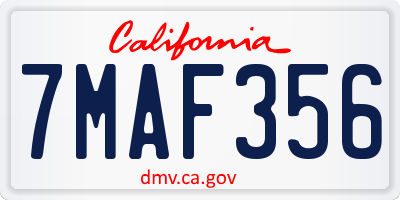 CA license plate 7MAF356