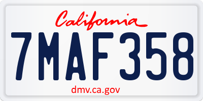 CA license plate 7MAF358