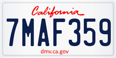 CA license plate 7MAF359
