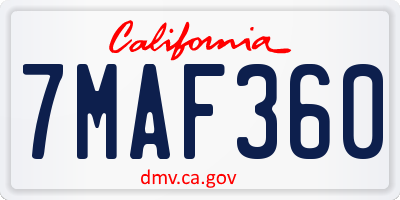 CA license plate 7MAF360