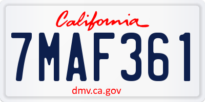 CA license plate 7MAF361
