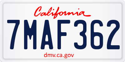 CA license plate 7MAF362