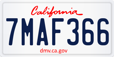 CA license plate 7MAF366