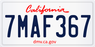 CA license plate 7MAF367