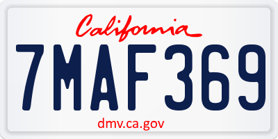 CA license plate 7MAF369
